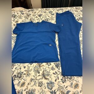 TWO FIGS Royal Blue Scrub Sets